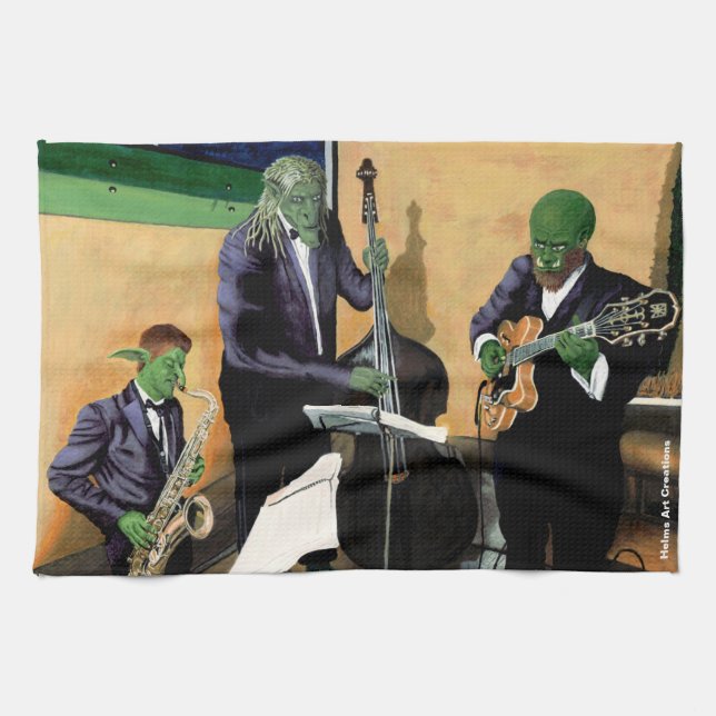 Fantasy Jazz Blues Musicians Art Kitchen Towel (Horizontal)