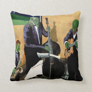 Fantasy Jazz Blues Musicians Art Throw Pillow