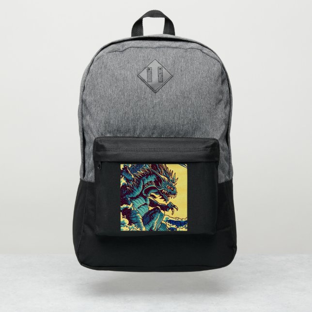 Fantasy Kaiju Anime - Woodcut 1 Port Authority® Backpack (Front)