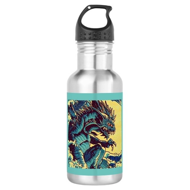 Fantasy Kaiju Anime - Woodcut 1 Stainless Steel Water Bottle (Front)