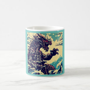 Fantasy Kaiju Anime - Woodcut 4 Coffee Mug