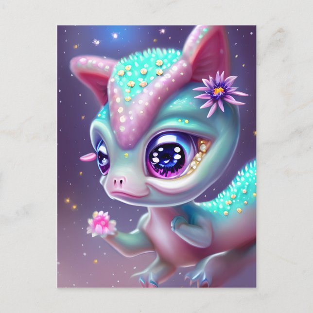 Fantasy Kawaii cute and adorable baby dinosaur  Postcard (Front)