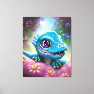 Fantasy Kawaii cute and adorable baby dragon Canvas Print