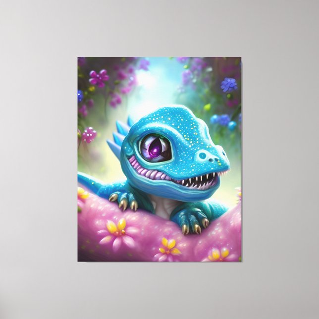 Fantasy Kawaii cute and adorable baby dragon  Canvas Print (Front)