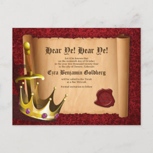Fantasy Knight Medieval Bar Mitzvah Save the Date Postcard