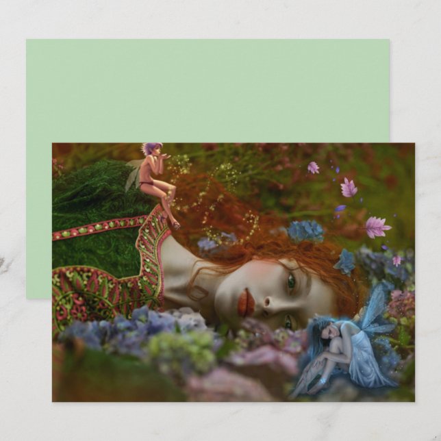 Fantasy Lady In Fairy Garden Card (Front/Back)