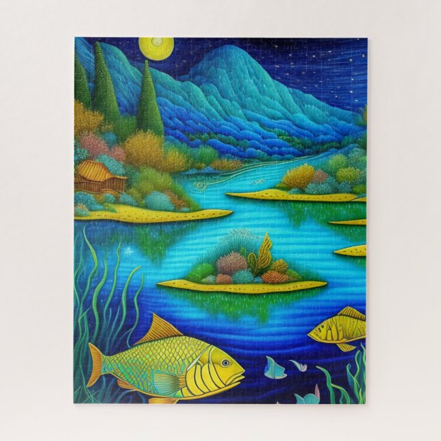 Fantasy Lake Fish Art Jigsaw Puzzle (Vertical)