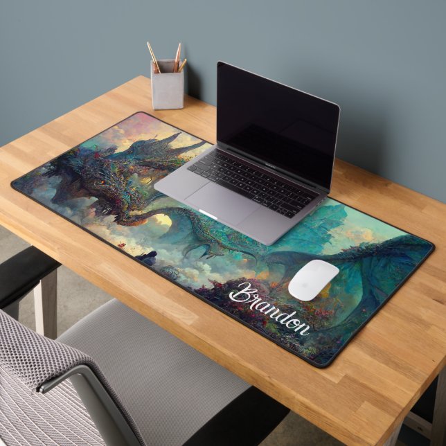 Fantasy Land and Dragons Personalized Desk Mat (Office 2)