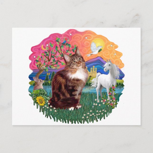 Fantasy Land (ff) - Maine Coon cat (tabby) Postcard (Front)