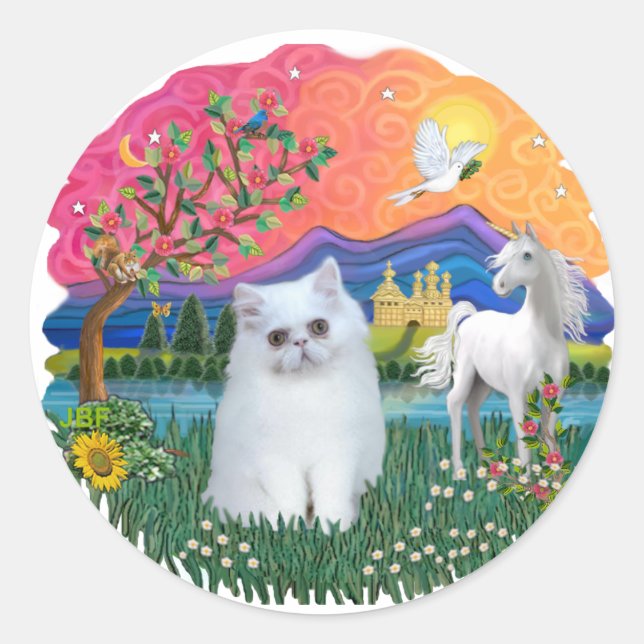 Fantasy Land (ff) - Persian kitten (white) Classic Round Sticker (Front)