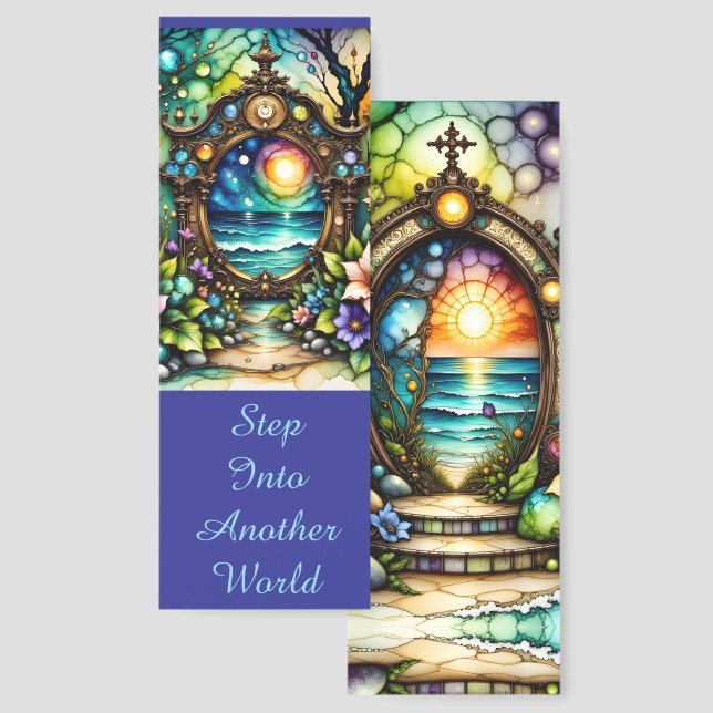 Fantasy Land Portal, beach and flowers Bookmarks (Front & Back)