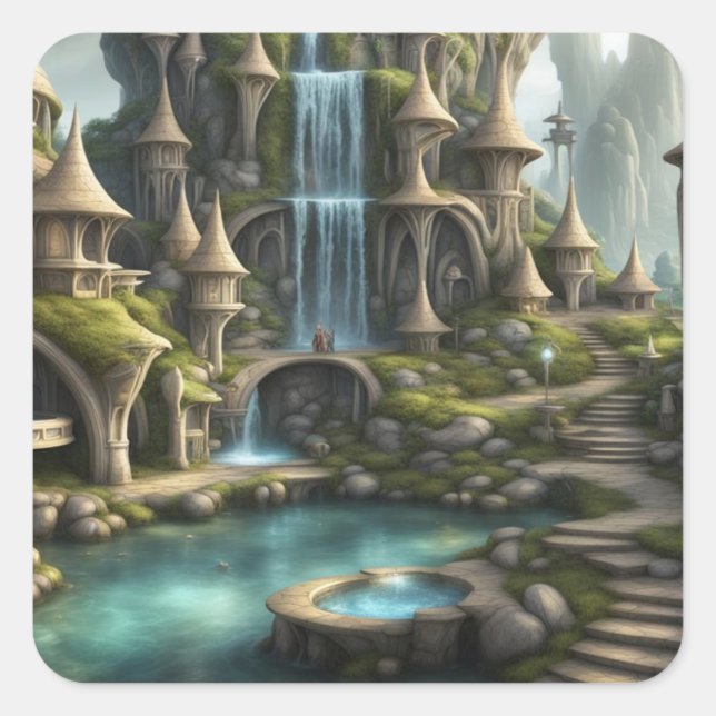 Fantasy Lands Square Sticker (Front)