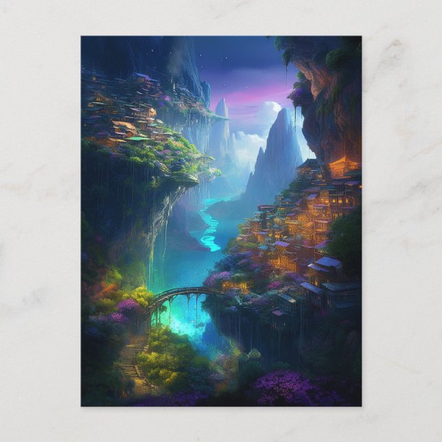 Fantasy Landscape Colorful Surreal  Postcard (Front)