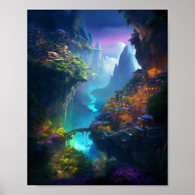 Fantasy Landscape Colorful Surreal  Poster (Front)
