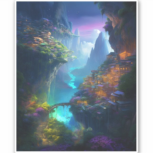 Fantasy Landscape Colorful Surreal  Sticker (Front)