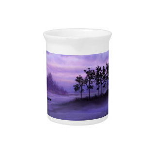 Fantasy Landscape Purple Beverage Pitcher