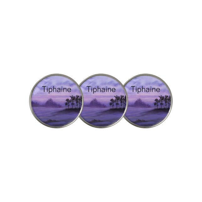 Fantasy Landscape Purple Golf Ball Marker (3 Up)
