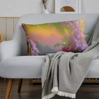 Fantasy landscape, tropic and dreamy  accent pillow
