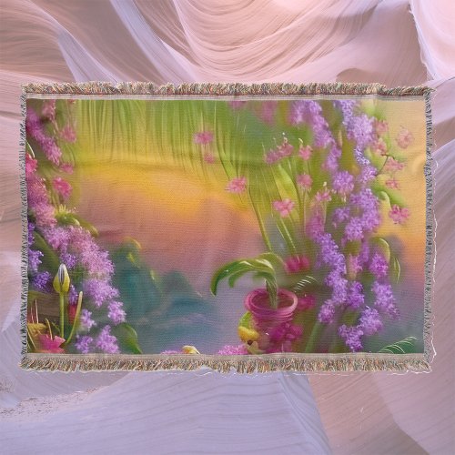 Fantasy landscape tropic and dreamy   throw blanket