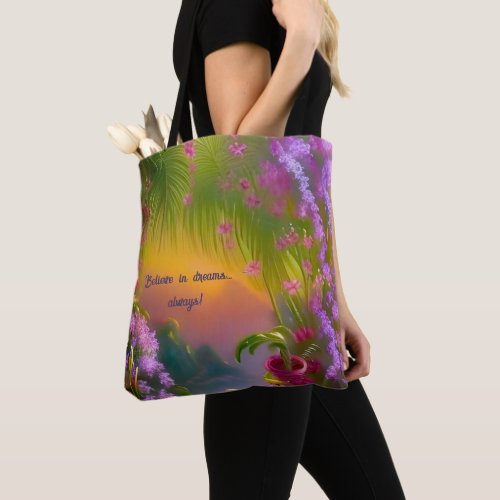 Fantasy landscape tropic and dreamy _   tote bag