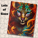 Fantasy Leopard Face, Aqua Pink Orange  Jigsaw Puzzle<br><div class="desc">Fantasy Leopard Face,  Aqua Pink Orange  - - Lots of sizes - See more great designs in my store.</div>