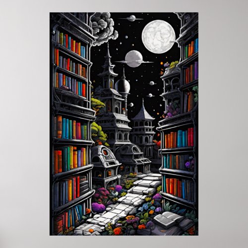Fantasy Library Poster