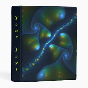 Fantasy Lights Abstract Blue Green Fractal Mini Binder