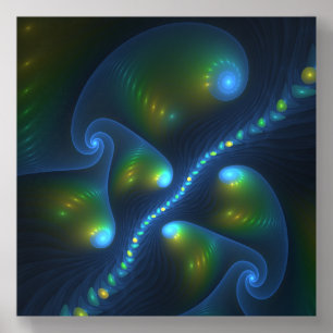 Fantasy Lights Abstract Blue Green Yellow Fractal Acrylic Photo Tile