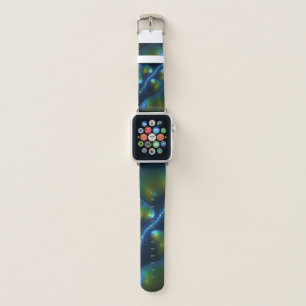 Fantasy Lights Abstract Blue Green Yellow Fractal Apple Watch Band