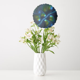 Fantasy Lights Abstract Blue Green Yellow Fractal Balloon