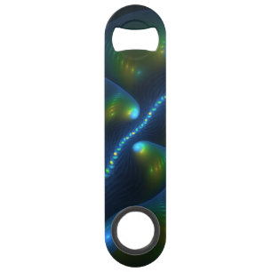 Fantasy Lights Abstract Blue Green Yellow Fractal Bar Key