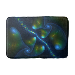 Fantasy Lights Abstract Blue Green Yellow Fractal Bath Mat