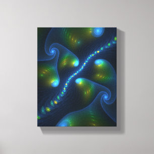 Fantasy Lights Abstract Blue Green Yellow Fractal Canvas Print