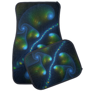Fantasy Lights Abstract Blue Green Yellow Fractal Car Mat