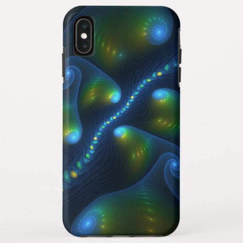 Fantasy Lights Abstract Blue Green Yellow Fractal iPhone XS Max Case