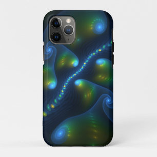 Fantasy Lights Abstract Blue Green Yellow Fractal iPhone 11 Pro Case