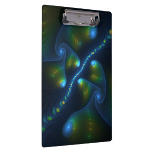 Fantasy Lights Abstract Blue Green Yellow Fractal Clipboard