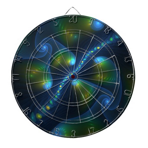 Fantasy Lights Abstract Blue Green Yellow Fractal Dart Board