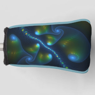 Fantasy Lights Abstract Blue Green Yellow Fractal Golf Head Cover