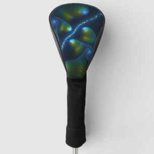 Fantasy Lights Abstract Blue Green Yellow Fractal Golf Head Cover