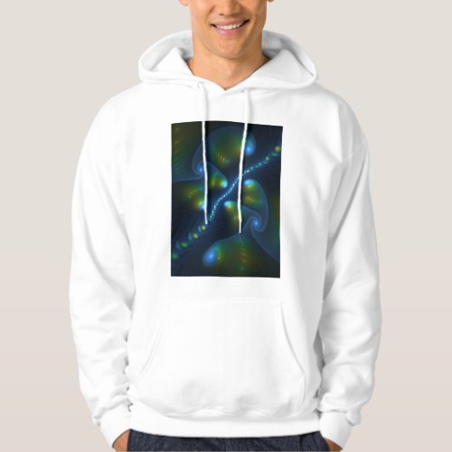 Fantasy Lights Abstract Blue Green Yellow Fractal Hoodie