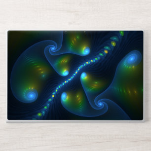 Fantasy Lights Abstract Blue Green Yellow Fractal HP Laptop Skin