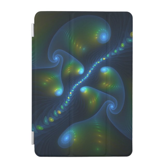 Fantasy Lights Abstract Blue Green Yellow Fractal iPad Mini Cover (Front)