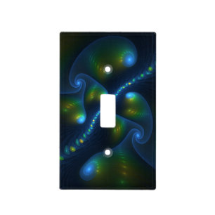Fantasy Lights Abstract Blue Green Yellow Fractal Light Switch Cover