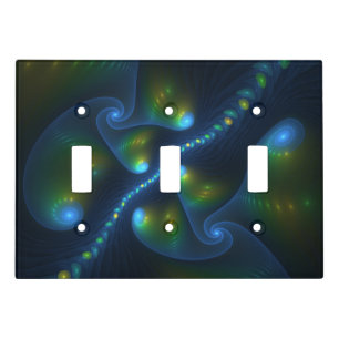 Fantasy Lights Abstract Blue Green Yellow Fractal Light Switch Cover