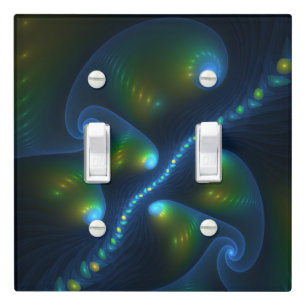 Fantasy Lights Abstract Blue Green Yellow Fractal Light Switch Cover