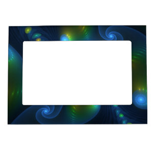 Fantasy Lights Abstract Blue Green Yellow Fractal Magnetic Frame