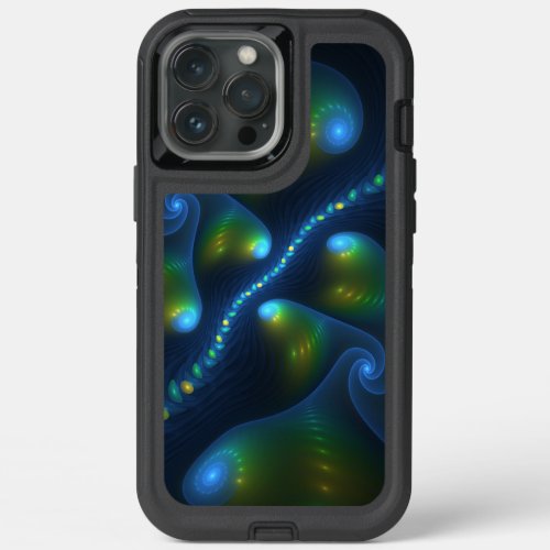 Fantasy Lights Abstract Blue Green Yellow Fractal iPhone 13 Pro Max Case
