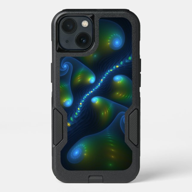 Fantasy Lights Abstract Blue Green Yellow Fractal Otterbox iPhone Case (Back)