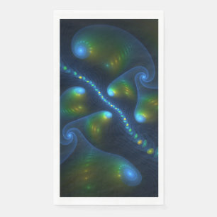 Fantasy Lights Abstract Blue Green Yellow Fractal Paper Guest Towels